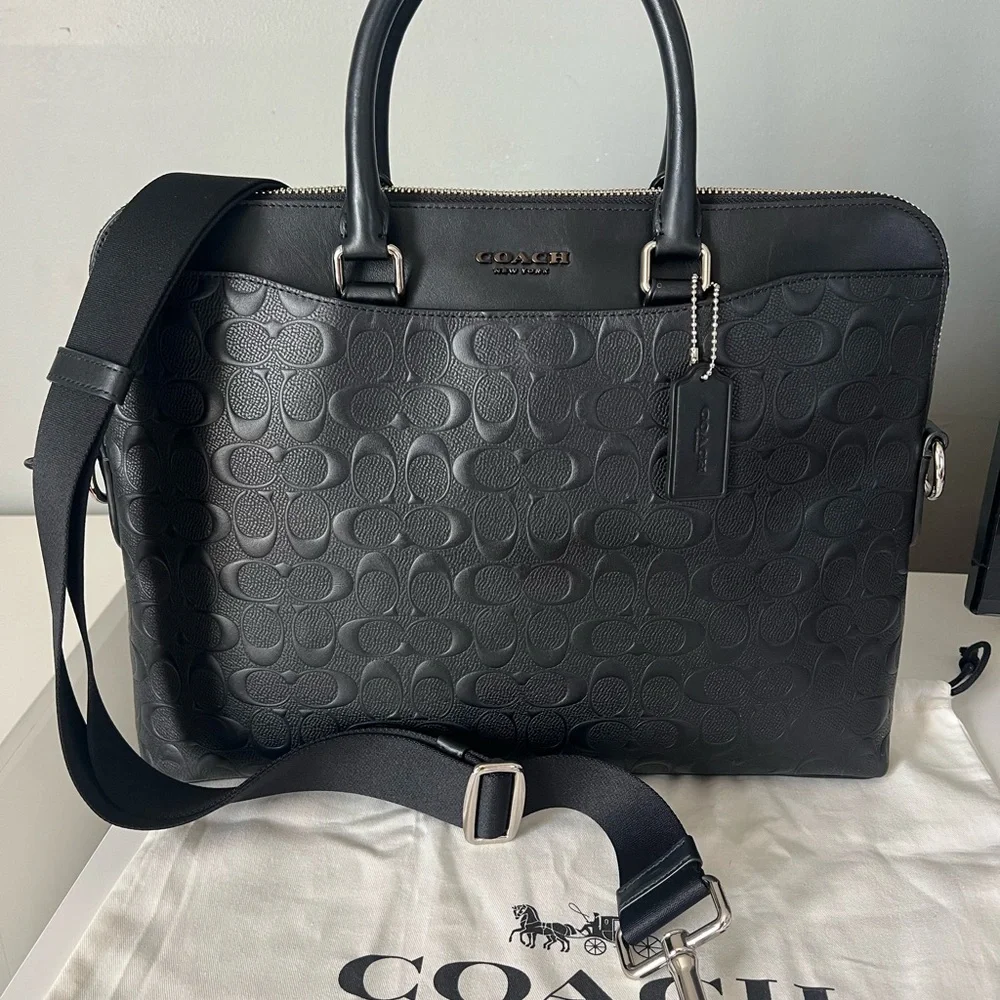 COACH BECKETT PORTFOLIO BRIEF IN SIGNATURE LEATHER
